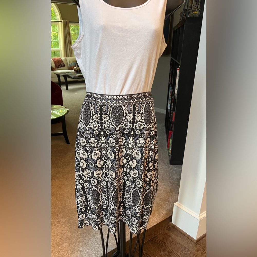 Women’s Black, White and Steel Blue Print Skirt by Max Studio